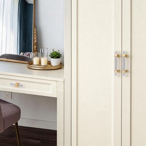 Tiradores modernos de acrílico, tiradores dorados para cajones y armarios.