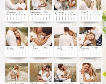 Printable 2026 Calendar Template Digital Download Monthly Editable Design Minimalist Layout Kitchen Wall Magnetic Option Monday Start Sunday