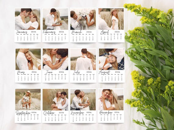 Printable Calendar Template Digital Download Monthly Editable Design Minimalist Layout Kitchen Wall Magnetic Option Monday Start Sunday
