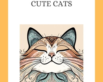 Libro para colorear de gatos para adultos / 18 diseños relajantes de gatos (PDF imprimible)
