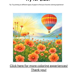 Prova un campione per 20 centesimi - 1 Pagina da colorare di mongolfiera / Foglio da colorare stampabile /