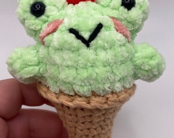 Pistachio Ice Cream Frog Crochet Pattern: Amigurumi Froggy (PDF Pattern)