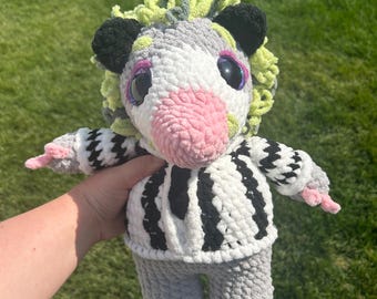 BeetleJuice/OpossumJuice Stuffed Animal/Plushie///Handmade Crochet Opossum BeetleJuice stuffed toy