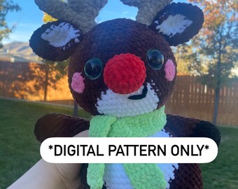 Ruby The Reindeer Crochet Pattern: Chunky Amigurumi (Digital Pattern)