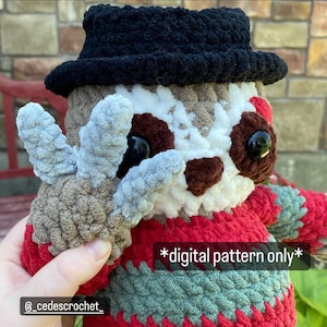 Freddy The Slasher Sloth Crochet Pattern/// This Is A PATTERN ONLY Not A Physical Item/// Crochet Amigurumi Horror Pattern