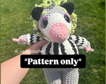 OpossumJuice Crochet Pattern/// This Is A PATTERN ONLY Not A Physical Item/// Crochet Amigurumi Halloween Pattern///BeetleJuice Inspired