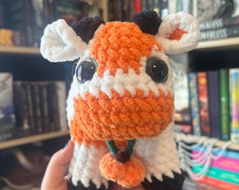 Handmade Crochet Amigurumi Pumpkin Cow Plushie