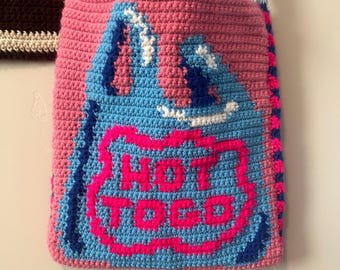 Handmade crochet hot to go tote bag