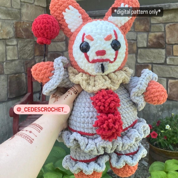Bunnywise The Rabbit Crochet Pattern/// This Is A CROCHET PATTERN ONLY Not A Physical Item/// Crochet Horror Rabbit Pattern