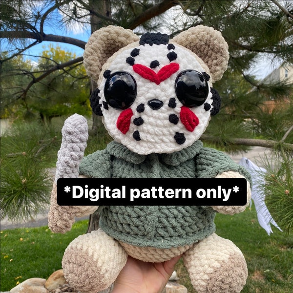 Jason The Slasher Teddy Bear Crochet Pattern///This Is A PATTERN ONLY Not A Physical Item///Teddy bear Crochet Amigurumi Horror Pattern