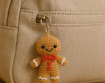 Gingerbread Man Keychain Crochet Pattern PDF | Mini Amigurumi Christmas Keychain | Cute Holiday Ornament Pattern | Beginner Friendly Digital
