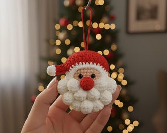 Amigurumi Santa Ornament Crochet Pattern PDF | Easy Christmas Applique | Beginner Holiday Decor Tutorial | Cute Mini Santa Crochet Design