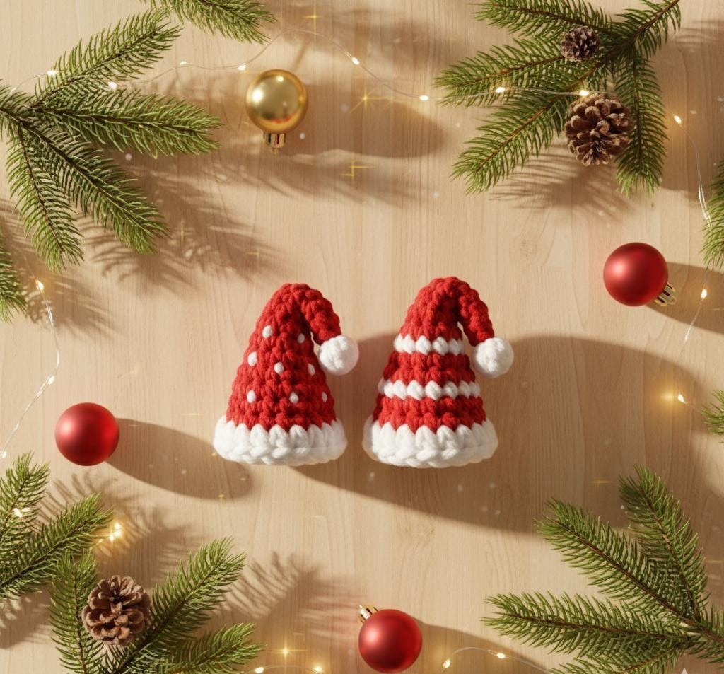 30 Santa Hat Crochet Patterns for Festive Photos, Costumes, and Cozy Holiday Makes 21 Mini Santa Hat Ornament Crochet Pattern
