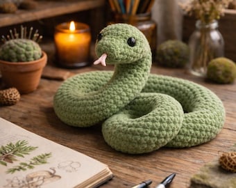 Crochet Snake Pattern PDF | Beginner Friendly Plush Snake | Chunky Amigurumi Toy | Coiled Snake Crochet Pattern