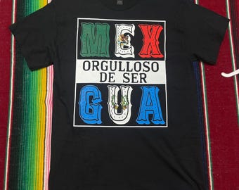 Camiseta México Y Guatemala. Camisa Orgulloso De Ser Mexicano Y Guatemalteco. Camiseta del Orgullo Mexicano. Camisa Mezcla Guatemala. Playera De MEX GUATE