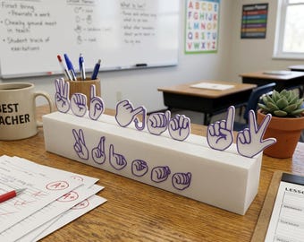 Custom ASL Perpetual Desk Calendar with Storage Drawer | 3D Printed Sign Language Date Display