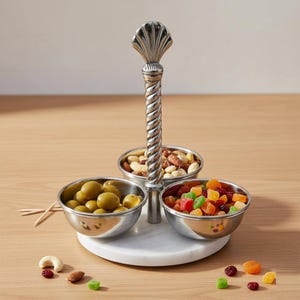 Serwer do przypraw w kształcie muszli | Naczynie do serwowania Coastal z 3 miskami