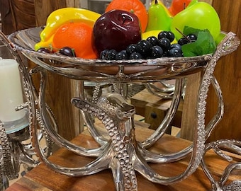 Handcrafted Aluminum Octopus Serving Plate | Coastal Table Centerpiece | table centerpieces