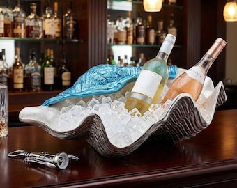 Medium Clam Seashell Wine Cooler, Coastal Barware, Beach House Decor, Nautical Chiller