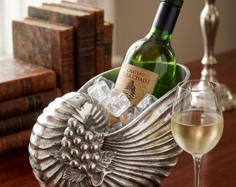 Aluminum Nautilus Seashell Wine Chiller | Coastal Vase Planter