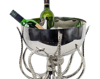 Portabotellas de aluminio con forma de pulpo, decoración náutica