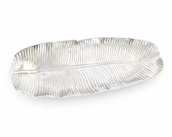 Bandeja de hoja de plátano de aluminio hecha a mano / Centro de mesa decorativo