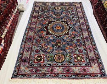 Regal Elegance Hand-Knotted Mamluk Design Rug (9.11 x 6.8 ft)