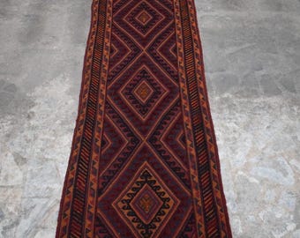 The Earth-Tone Mushwani: Hand-Knotted Tribal Runner (13'9" x 2'7")
