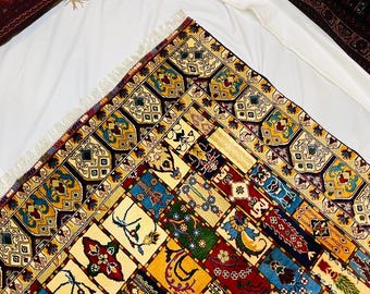 Artisanal Masterpiece: Hand-Knotted Naqsha Kashmiri New Rug (9.9 x 6.4 ft)