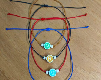 Pulsera de cuerda con nombre inicial, pulseras personalizadas para niño y niña