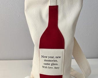 Personalized Wine Bag Valentine Gift, Wine Tote Bag, Customizable Wine Carrier, Valentine's Day Wine Bottle Holder, Handmade Wine Bottle Bag
