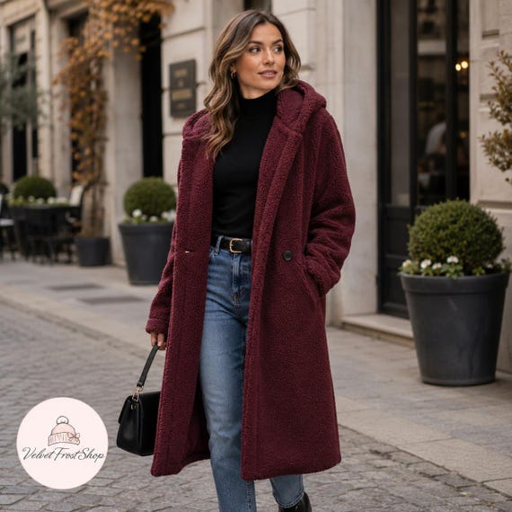 Wool Teddy Coat Women - Oversized Winter Coat, Hooded Warm Jacket