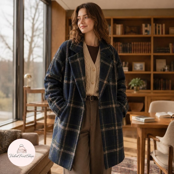 Women’s Oversized Plaid Coat – Cozy Winter Jacket In Multiple Colours