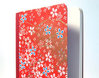 Moleskine Notebook Journal - Red, Small, Plain or Lined Pages, Japanese Embellished: "Flower Print"