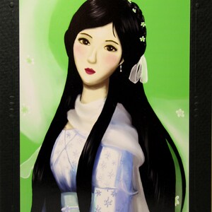 Cartão de arte chinesa com envelope preto correspondente: "Xiao Long Nu"