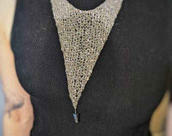 collar de malla de cadena de plata tejida