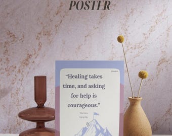 Citatposter om att läka tar tid | Konst för terapimottagning (digital nedladdning)