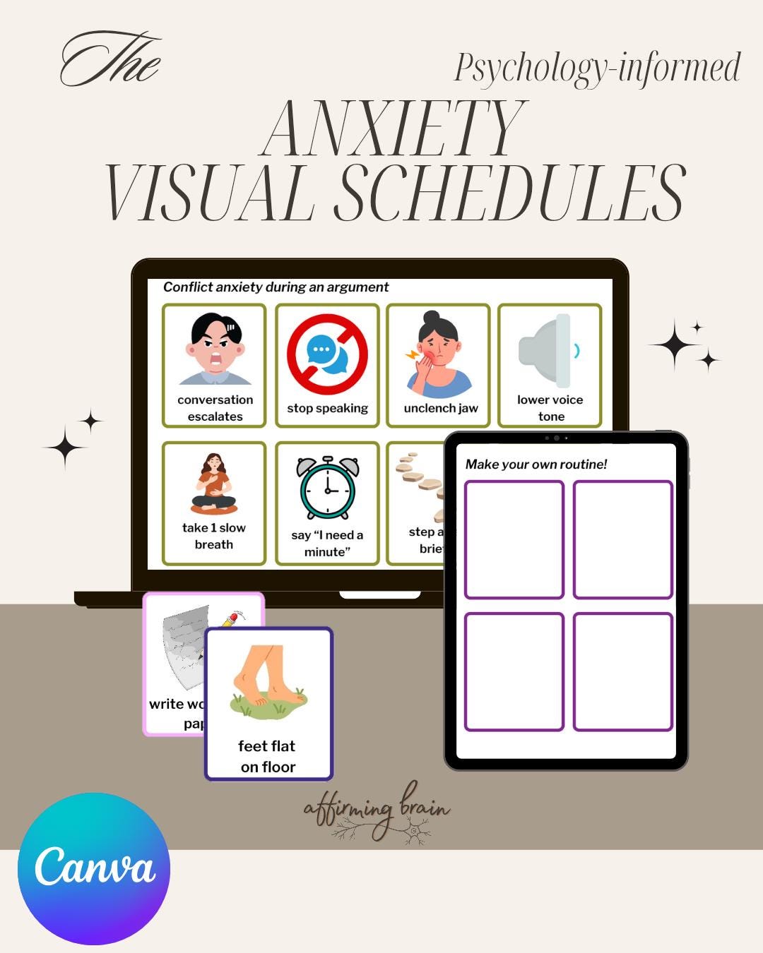 Anxiety Visual Schedule | Panic & Stress Regulation Tools (digital ...