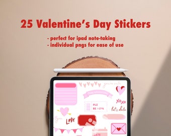 Valentine's Digital Stickers | Individual PNG sticker Pack | GoodNotes | Notability | Xodo