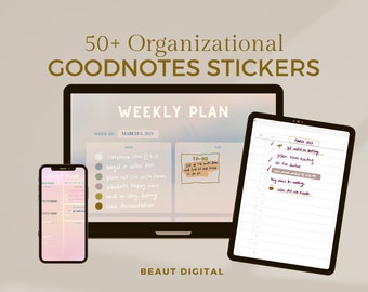 50+ Digital Planner Sticker Pack | To-Do Notes | Coffee Dates | Contact Info | GoodNotes | Notable | Individual PNGs