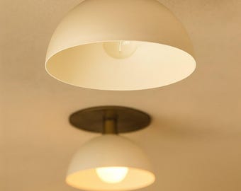 Modern Brass and White Flush Mount Ceiling Light , Mid century sputnik chandelier Light Fixture