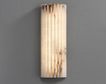 Handcrafted Alabaster Brass Wall Sconce with Handmade Modern Luxury marble Stone  Wall Sconce Lamp, Mid Century Modern Living Room Lighting
