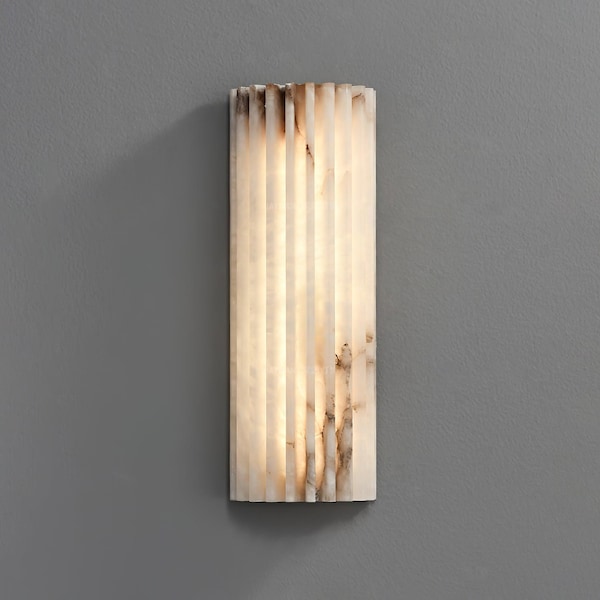 Handcrafted Alabaster Brass Wall Sconce with Handmade Modern Luxury marble Stone  Wall Sconce Lamp, Mid Century Modern Living Room Lighting