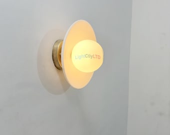 Handmade Alabaster Wall Sconce, Brass Light Fixture