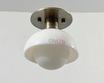 Lámpara de techo empotrable moderna de latón alabastro con globo de cristal