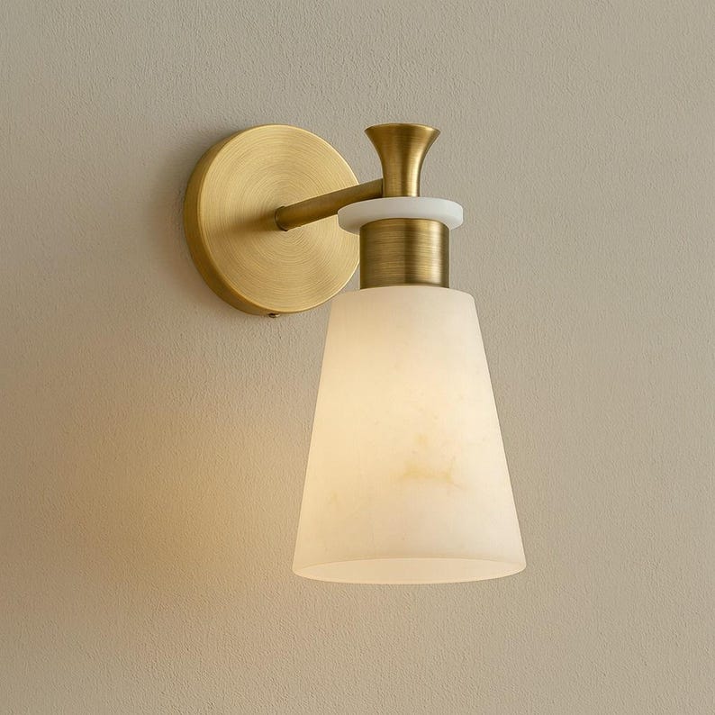 travertine wall sconce, round, square and half circle wall lights natural stone material | mid century lamp, wabi sabi Japanese style lamp