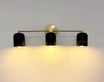 Handmade Brass Vanity Light - Mid-Century Modern 3-Light Bathroom Sconce