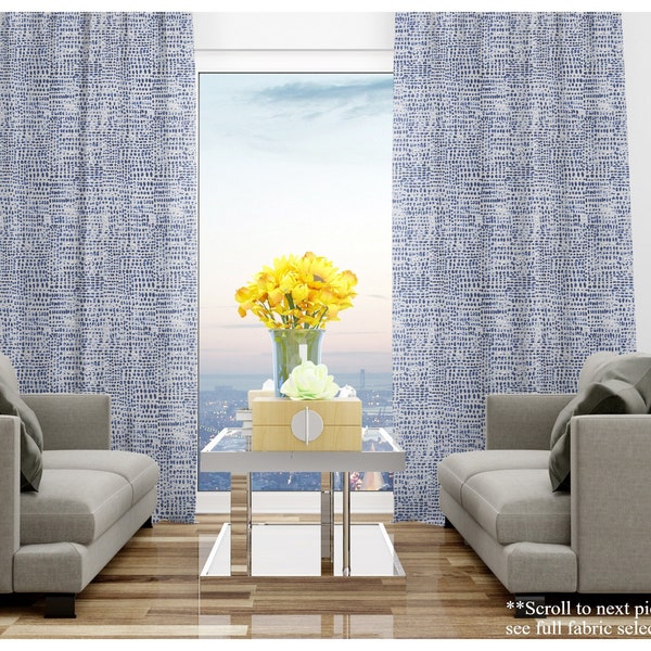 Vivid Designer Curtains- Drapery Panel Pair- Premier Prints Blue Belgian Linen Curtains- Long Bedroom Drapes- Custom Cafe Panels