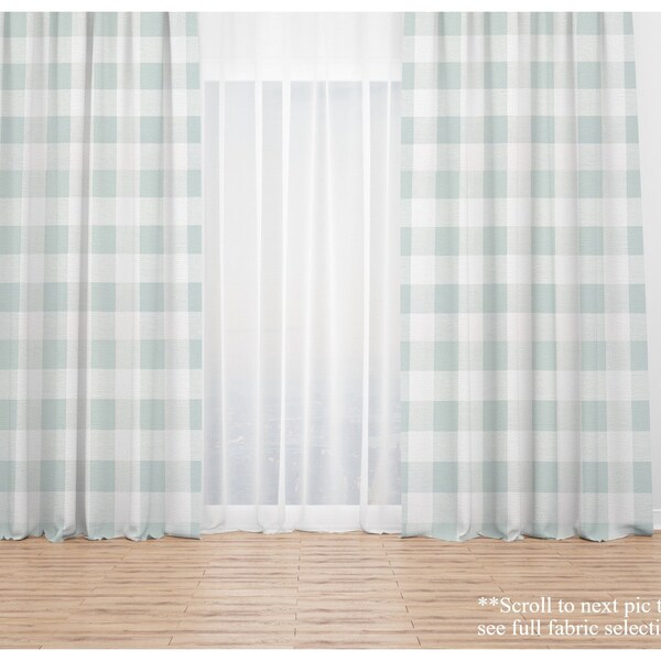 Snowy Blue Window Curtains- Pair of Drapery Panels- Premier Prints Light Blue Drapes- Custom Window Treatments for any Room