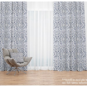 Space Blue Belgian Linen Curtains- Pair of Drapery Panels- Premier Prints Navy Blue Designer Drapes- Blue Heavy Window Panels- Flax Curtains